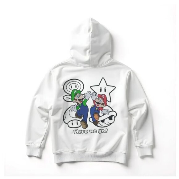 Nintendo Super Mario Brothers Boy's Hoodie - Mario & Luigi Zip-Up Sweatshirt 8 - Picture 2 of 4